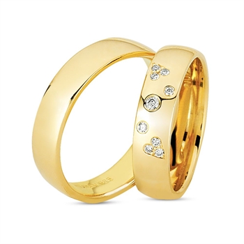Goldringe in 8-14 Karat - 9 Diamanten mit Brillantschliff - Glänzende Oberfläche